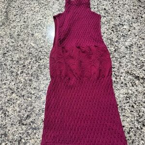 Free People Burgundy Sleeveless Textured Top XS